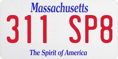 MA license plate 311SP8