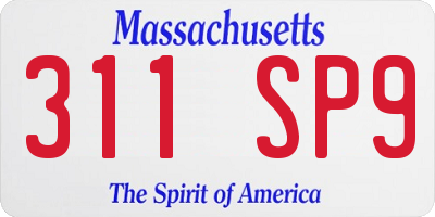 MA license plate 311SP9