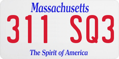 MA license plate 311SQ3