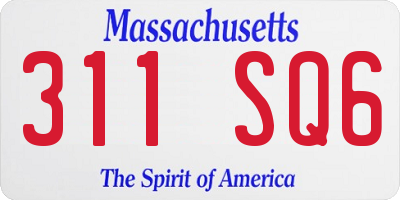 MA license plate 311SQ6