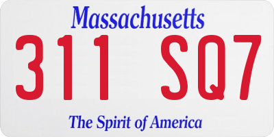 MA license plate 311SQ7