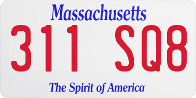 MA license plate 311SQ8