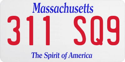 MA license plate 311SQ9