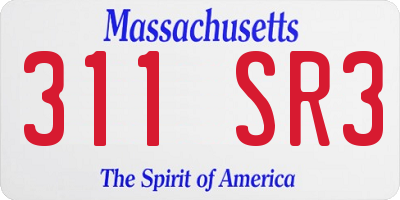 MA license plate 311SR3