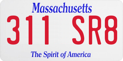 MA license plate 311SR8