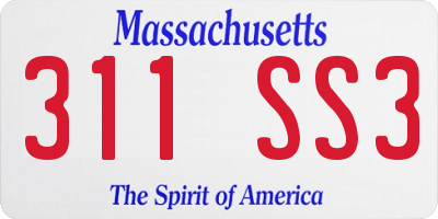MA license plate 311SS3