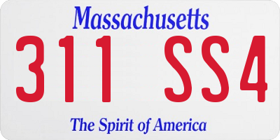 MA license plate 311SS4