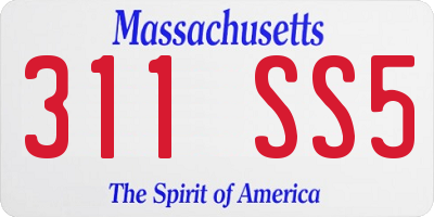 MA license plate 311SS5