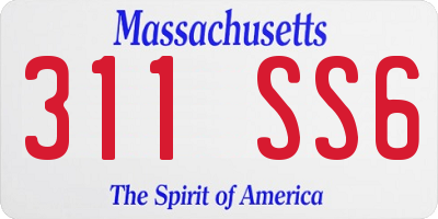 MA license plate 311SS6