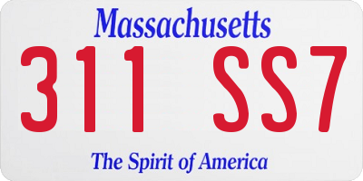 MA license plate 311SS7