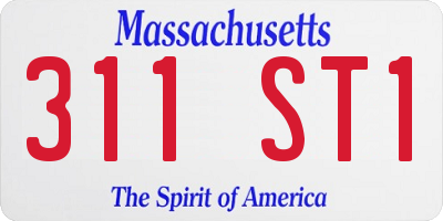 MA license plate 311ST1