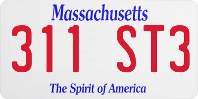 MA license plate 311ST3
