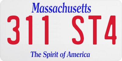 MA license plate 311ST4