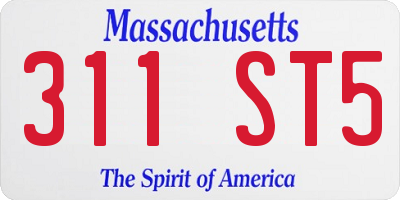 MA license plate 311ST5
