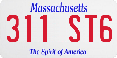 MA license plate 311ST6