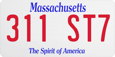 MA license plate 311ST7
