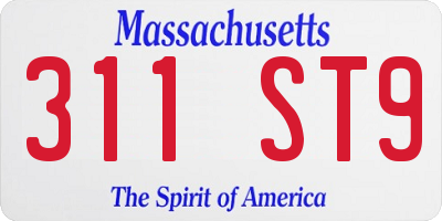 MA license plate 311ST9