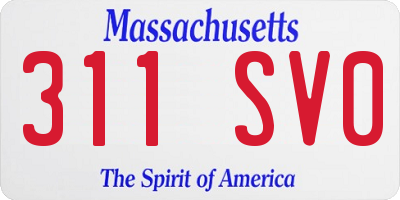 MA license plate 311SV0