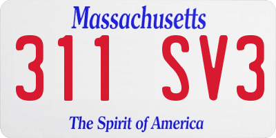 MA license plate 311SV3