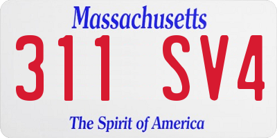 MA license plate 311SV4