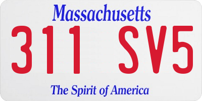 MA license plate 311SV5