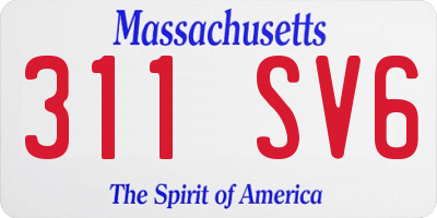 MA license plate 311SV6