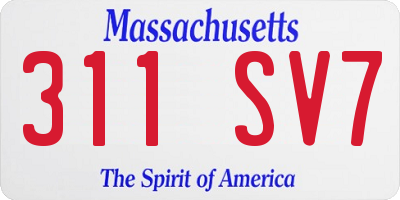 MA license plate 311SV7