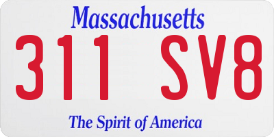 MA license plate 311SV8