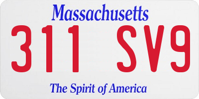 MA license plate 311SV9