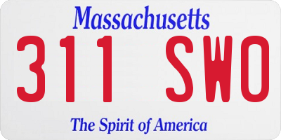 MA license plate 311SW0
