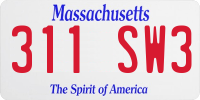 MA license plate 311SW3