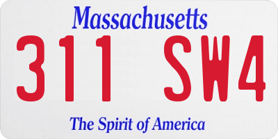 MA license plate 311SW4