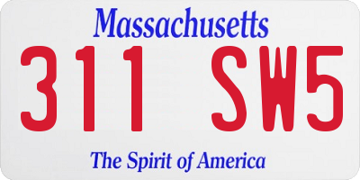 MA license plate 311SW5