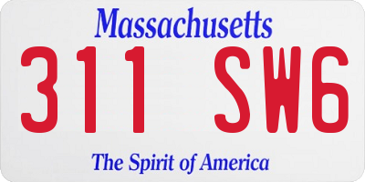 MA license plate 311SW6