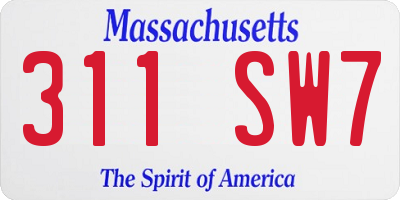 MA license plate 311SW7