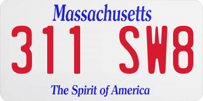 MA license plate 311SW8