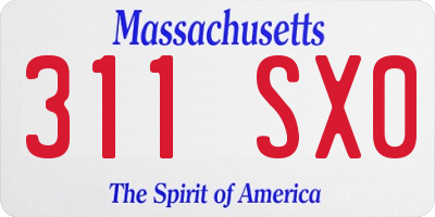 MA license plate 311SX0
