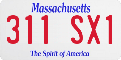 MA license plate 311SX1