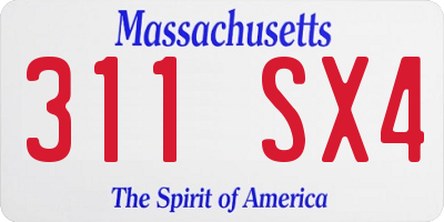 MA license plate 311SX4