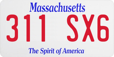 MA license plate 311SX6
