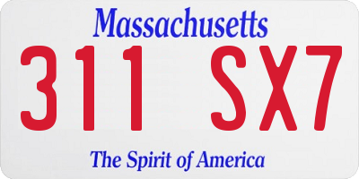 MA license plate 311SX7