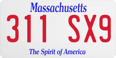 MA license plate 311SX9