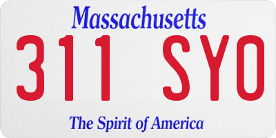 MA license plate 311SY0