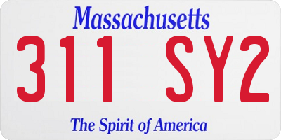 MA license plate 311SY2