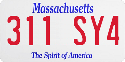 MA license plate 311SY4