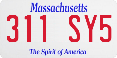MA license plate 311SY5