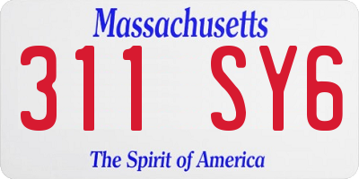MA license plate 311SY6