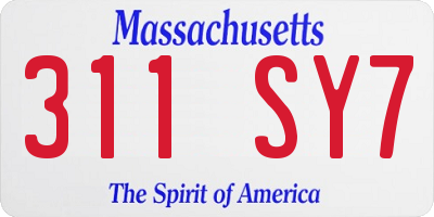 MA license plate 311SY7
