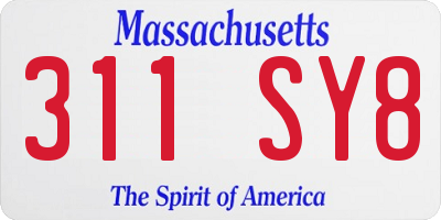 MA license plate 311SY8