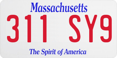 MA license plate 311SY9